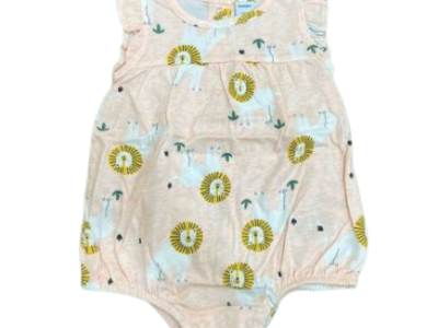 C12-02-0158 OLD NAVY lion printed romper Peach