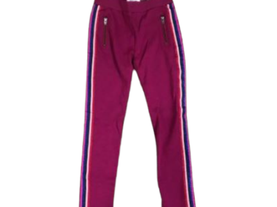 C13-08-0653-006T Girls Rainbow Side Stripe Zip Ponte Knit Pull on Jeggings