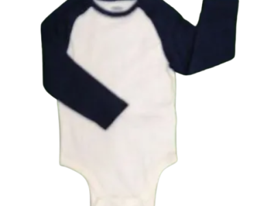 C12-03-0148-1824 OLD NAVY BABY LONG SLEEVE BODYSUIT WHITE BLUE (size 18-24M)
