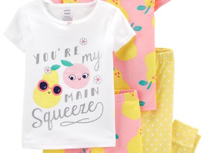 RS2405 carter's 4-Piece Pear 100% Snug Fit Cotton PJs - Pink/Yellow (Toddler size 2T)