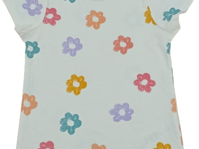 C47-08-1121-67YR Bright Patterned T-Shirts - White Flower