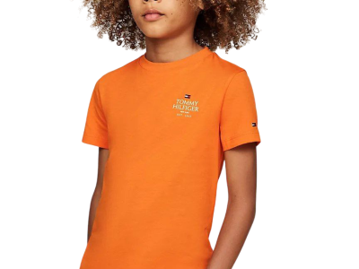 C16-04-1184-0005 Kids' Short-Sleeve Puff Print T-Shirt - Orange Thunder #KB09277