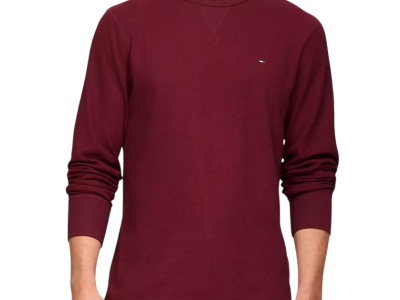 C16-10-0486-000M MEN THERMAL CREWNECK T-SHIRT - Cabernet #09T3585
