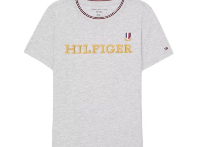 C16-07-1206-1214 Kids' Embroidered Hilfiger Logo T-Shirt - Mid Grey Heather #71J4203